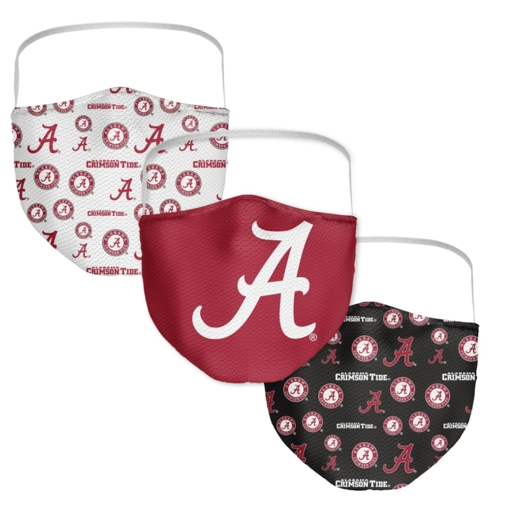 Alabama Crimson Tide Fanatics Branded Adult All Over Logo Face Covering 3-Pack